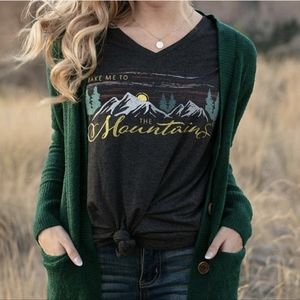 Grace and Lace v neck tee Take Me To The Mountains